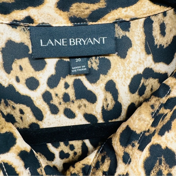 Lane Bryant Leopard Print Ruffle Dramatic High Low Button Front Blouse size 20 - Picture 9 of 9